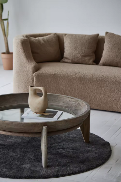 Natural Furniture Glass Round Coffee Table