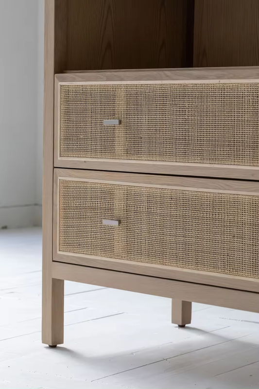 Rattan Oak Wood Cabinet Storage Cabinet