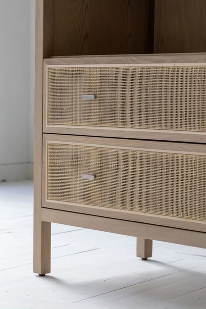 Rattan Oak Wood Cabinet Storage Cabinet