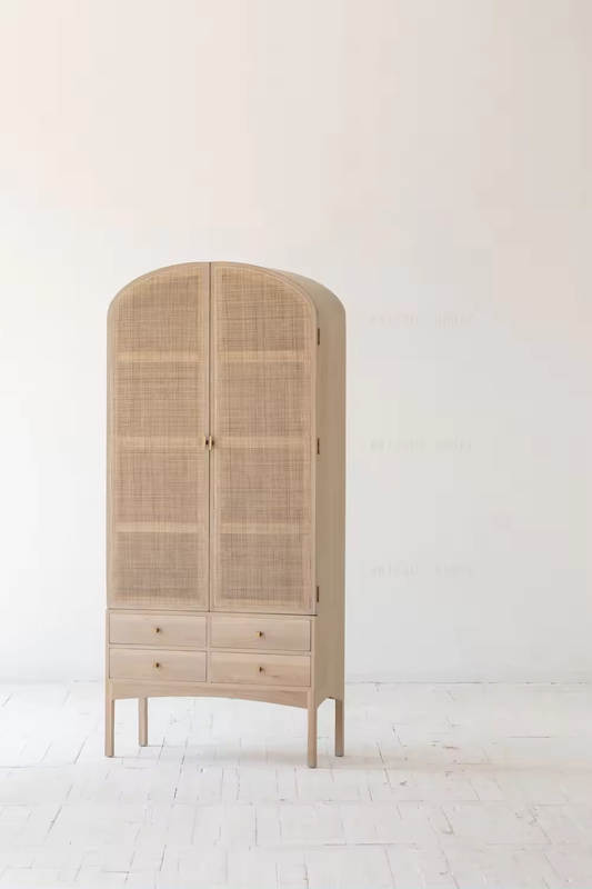 Natural Rattan Drawer of Cabinets Wooden Wardrobe