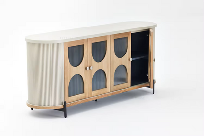 Modern Glass Oak Concrete Sideboard