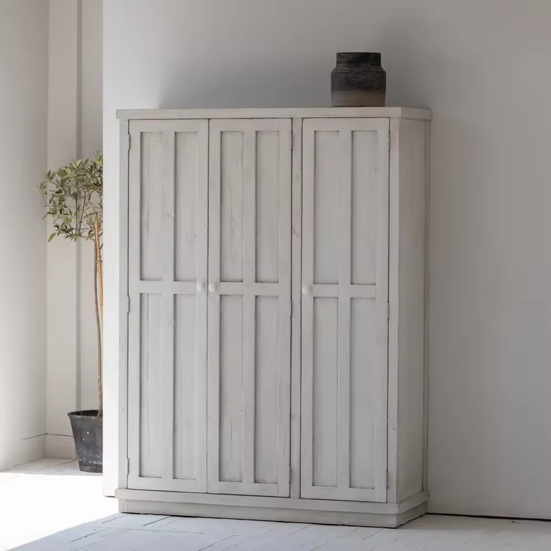 Natural Bedroom Furniture Accent Storage Cabinet Solid Wood Wardrobe