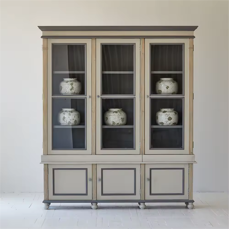 Living Room Furniture Glass Storage Cabinet Wood Display Cabinet