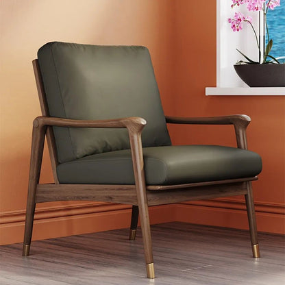 Modern Accent Chair Walnut Leisure Chair