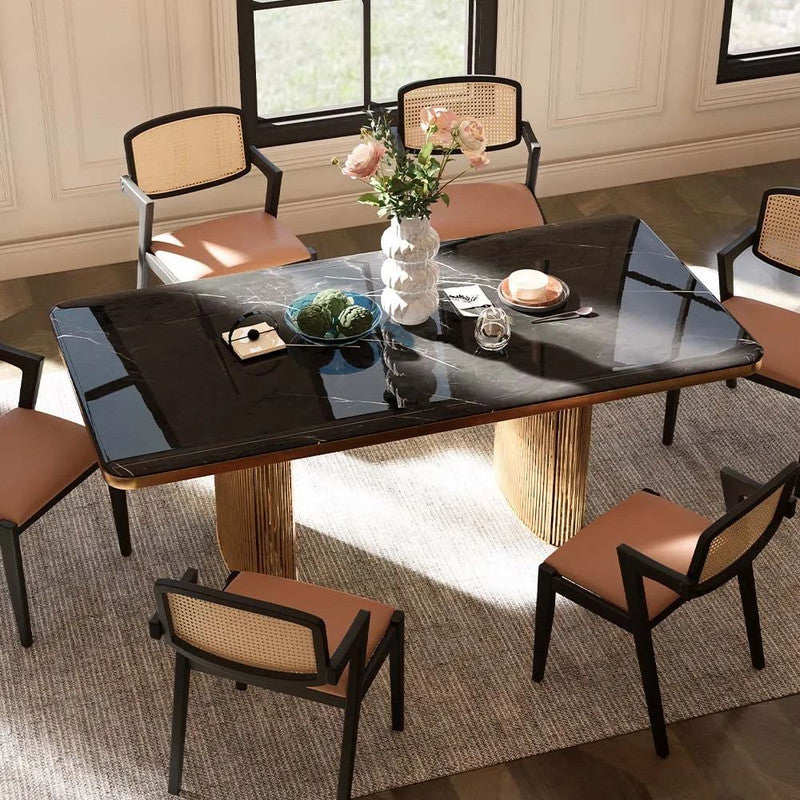 Black Faux Marble Dining Table